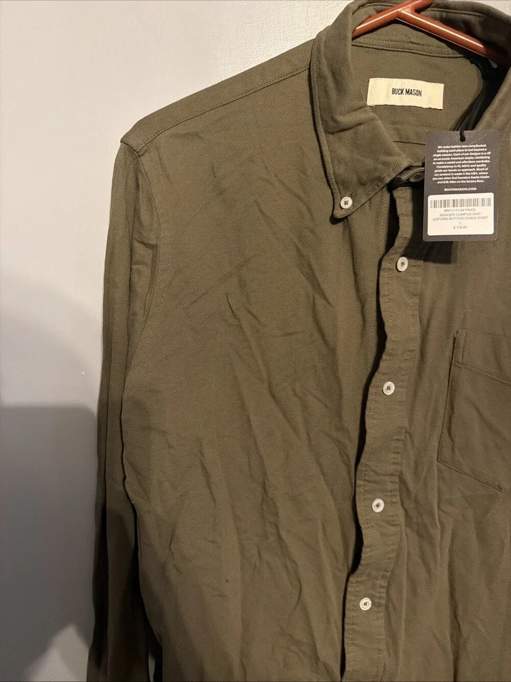 Buck Mason Men’s Large Ranger Campus Knit Oxford Button Down Shirt